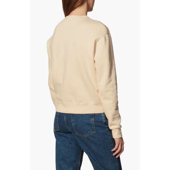 Sandro Love is Beautiful Embroidered Sweatshirt Light Beige Women's Size 1 Small - Picture 2 of 16